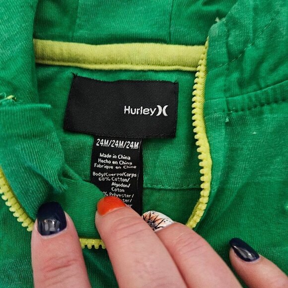 EUC Green & Yellow Hurley 24mo Hoodie - Picture 3 of 3